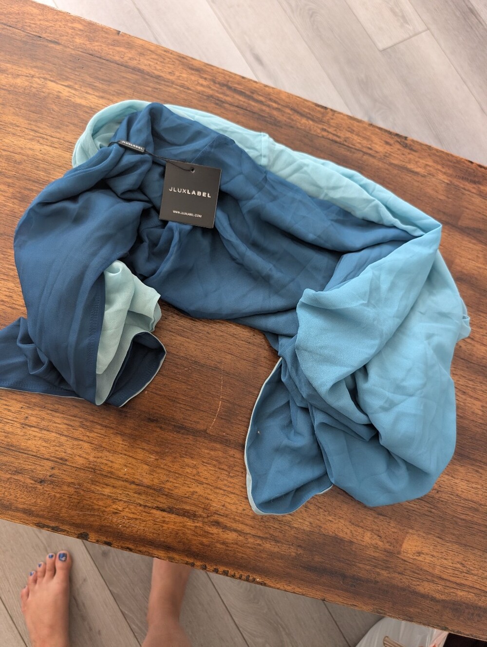 JLUXLABEL Two-Tone Blue Ombre Swimsuit Wrap